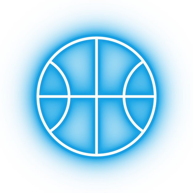 Neon blue basketball icon